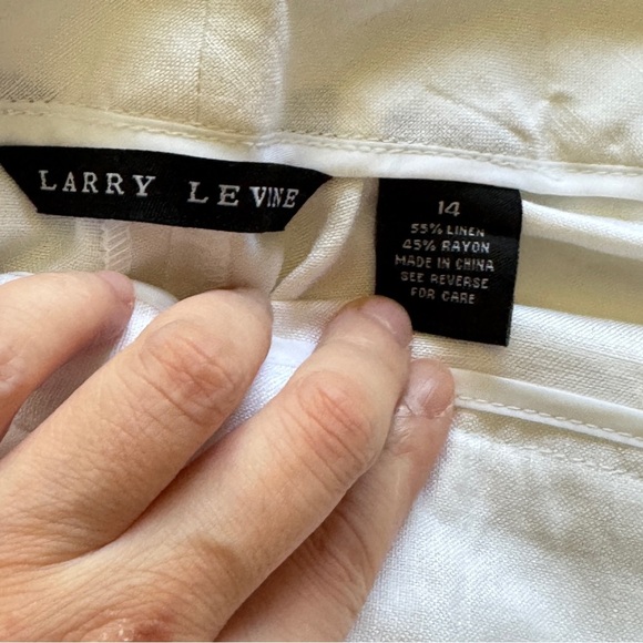 NWT Larry Levine White 100% Linen WIde Leg Pants Trousers SIze 14 - Picture 6 of 7